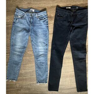 2 Pr Designer Skinny Jeans Womens 29 Blue Black Denim Mid-Rise PAIGE AG Stretch